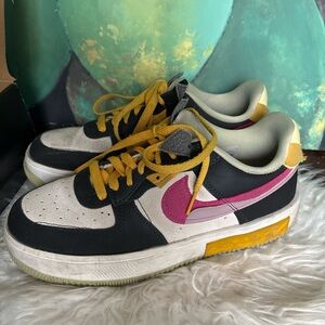 Nike Air Force Sneakers with Pink and Yellow Details